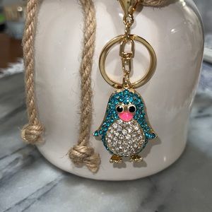 Cute Penguin keychain handbag charm blue. NEW